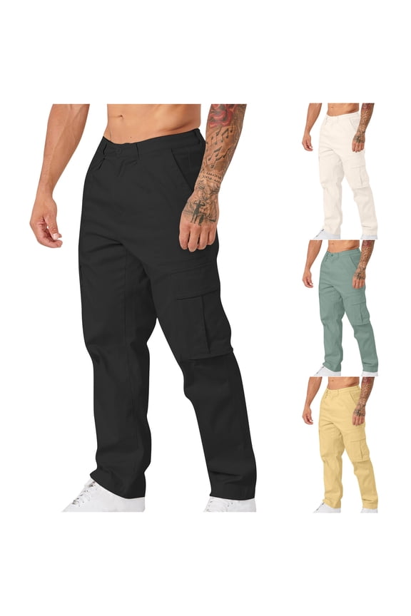 Mens Cargo Pants for Travel Lightweight Hiking Pants Outdoor Baggy Workout Cargo Pants Casual Zipper Button Camping Pants with Pockets Today Sales