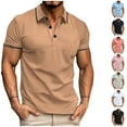 thumbnail image 1 of UVEASISHA Mens Casual Polo Shirts Big and Tall Short Sleeve Solid Collared T-Shirt Regular Fit Business Work Tops Sky Blue S, 1 of 1