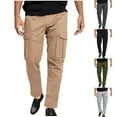 thumbnail image 1 of UVEASISHA Mens Casual Straight Leg Pants Regular Fit Elastic Waist Cargo Pants Solid Color Lightweight Work Pants with Multi-Pocket Khaki M, 1 of 9