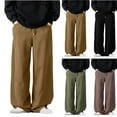 thumbnail image 1 of UVEASISHA Mens Casual Wide Leg Pants Big and Tall Straight Loose Cargo Pants Solid Color Baggy Work Pants 2025 Hipster Hip Hop Trousers with Pockets Limited Time Deal Khaki 3XL, 1 of 9