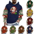 thumbnail image 1 of UVEASISHA Mens Christmas Hoodies Big and Tall Ugly Graphic Sweatshirts Cute Santa Claus Hooded Sweatshirt Color Block Fashion Long Sleeve Pullover Tops Blue 4XL, 1 of 6
