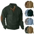 thumbnail image 1 of UVEASISHA Mens Corduroy Vintage Sweatshirt Fall Winter Long Sleeve Stand Collar Button Pullover Casual Elbow Patches Western Sweatshirts for Cowboy Multicolor XXL, 1 of 5
