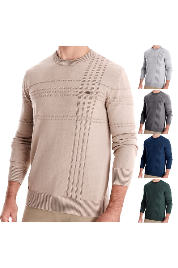 Mens Cotton Knitted Sweater Ribbed Knit Crewneck Long Sleeve Pullover Soft Cozy Jumper Tops Busines Casual Sweaters Cyber and Monday Sales Gray XL