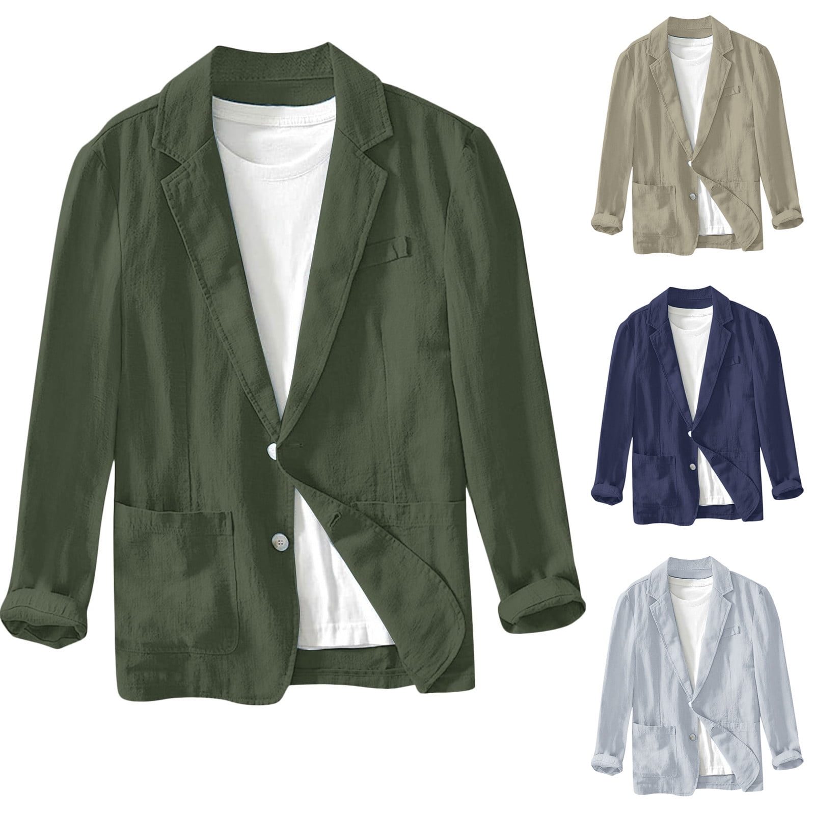 UVEASISHA Mens Cotton Suit Jacket Regular Fit Casual Solid Color Blazer ...