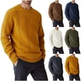 thumbnail image 1 of UVEASISHA Mens Crew Neck Long Sleeve Sweaters Fashion Plaid Textured Sweater Solid Color Casual Knitted Pullover Fall Winter Warm Jumpers Dark Gray L, 1 of 3
