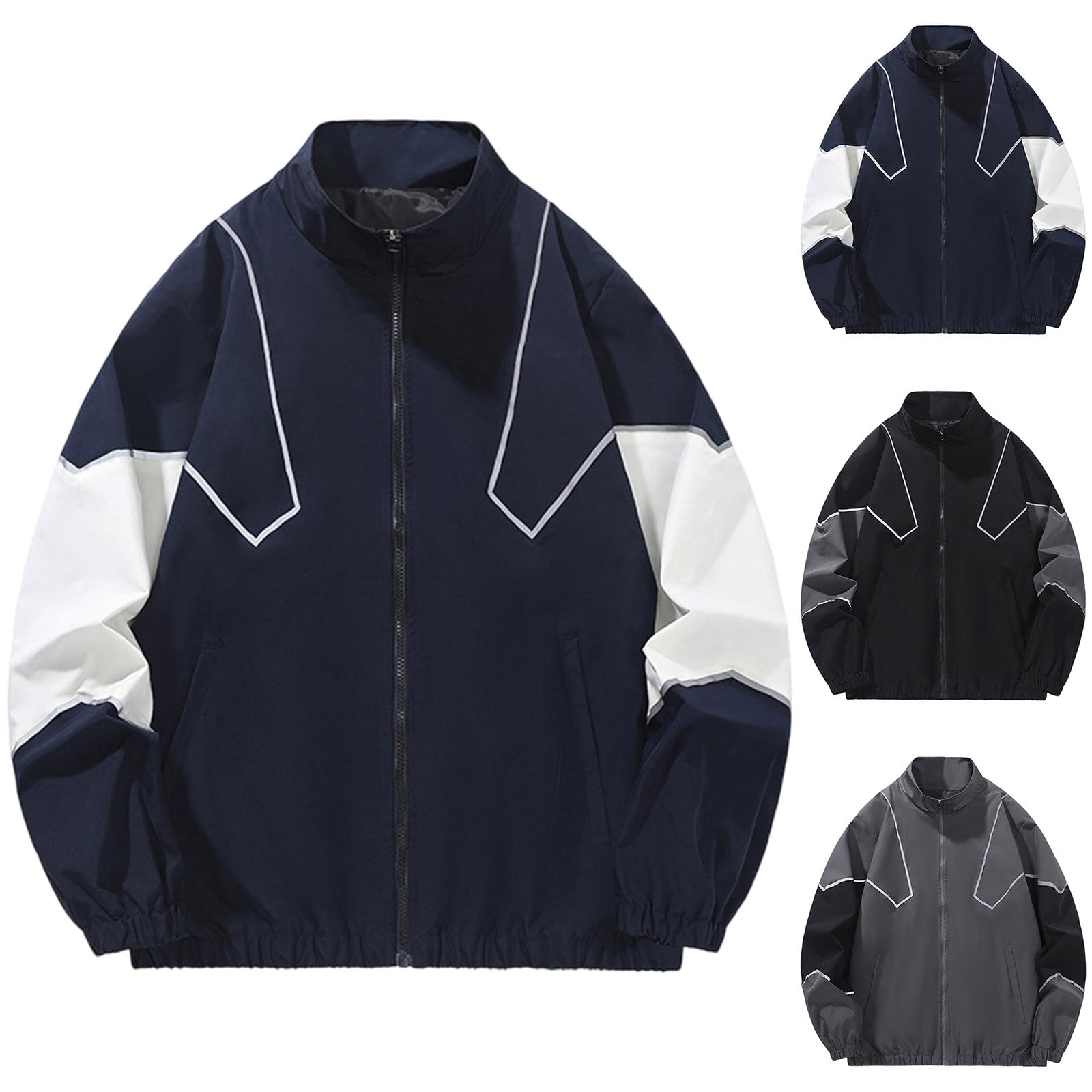 UVEASISHA Mens Fall Jackets Color Block Fashion Hip Hop Street