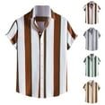 thumbnail image 1 of UVEASISHA Mens Fashion Bowling Shirt,Men's Striped Vacation Shirts Summer Short Sleeve Lapel Aloha Shirt Casual Button Down Beach Tropical Shirts Sales Today Clearance, 1 of 4