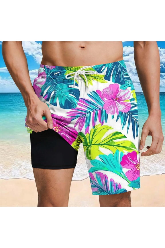 UVEASISHA Mens Fashion Hawaiian Shorts Elastic Waist Loose Drawstring Tropical Shorts Lightweight Bathing Suits Shorts Multicolor M