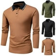 thumbnail image 1 of UVEASISHA Mens Fashion Polo Shirts Business Casual Long Sleeve Work Shirt Contrast Neck Button Up Golf Shirts Comfy Slim Fit Polos Todays Sales Today,Black,2XL, 1 of 8