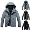 thumbnail image 1 of UVEASISHA Mens Fleece Lined Rain Jackets Waterproof Ski Snow Jacket Thick Warm Winter Coat Outdoor Insulated Windbreaker Raincoat with Hood Todays Daily Sales Clearance Dark Gray M, 1 of 7
