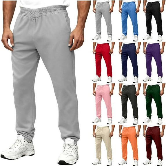 UVEASISHA Mens Fleece Sweatpants Cross Elastic Waisted Joggers Open Bottom Workout Trousers Solid Color Straight Leg Sweat Pants with Pockets Orange L