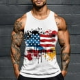 thumbnail image 1 of UVEASISHA Mens Fourth of July Shirt Funny American Flag Print Sleeveless T-Shirts Big and Tall Casual Patriotic Muscle Tanks Stretch Slim Fit Workout Tank Tops White 3XL, 1 of 6