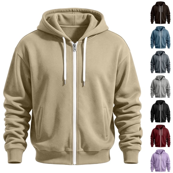 UVEASISHA Mens Full Zip Sweatshirt with Hood Color Block Drawstring Zipper Hoodies Big and Tall Casual Drop Shoulder Long Sleeve Athletic Jackets with Pockets Black L