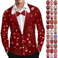 thumbnail image 1 of UVEASISHA Mens Funny Valentines Day Shirt 3D Love Heart Print Long Sleeve Dress Shirts Regular Fit Fashion Holiday Fake Blazer Party Shirt Pink#2 XL, 1 of 8