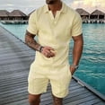 thumbnail image 1 of UVEASISHA Mens Golf 2 Piece,Men's Short Sets Outfits Two Piece Summer Tracksuit Short Sleeve Polos Shirt and Short Sets Summer Outfits for Men 2025 Plus Size Beige, 1 of 5