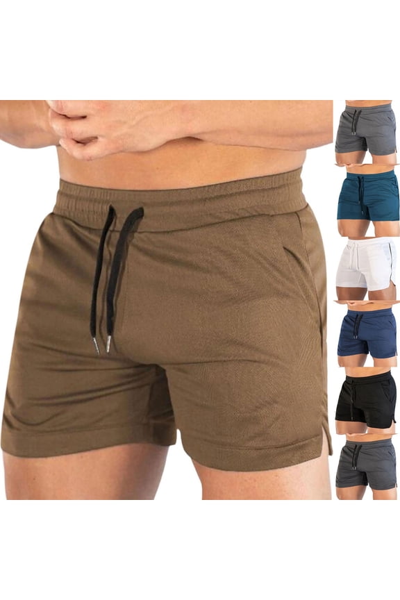 Mens Gym Shorts 5 Inch Inseam Running Sports Shorts Mesh Quick Dry Workout Training Shorts Side Slit Casual Fitness Short Pants Black L