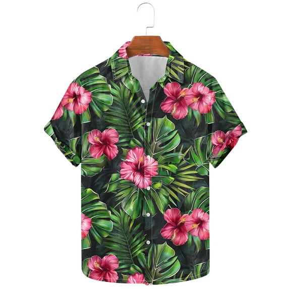 UVEASISHA Mens Hawaiian Floral Shirts Button Down Tropical Beach Tops 2025 Summer Casual Short Sleeve Bowling Shirt Big and Tall Fashion Aloha Shirts Holiday Sales Today Clearance Multicolor 5XL