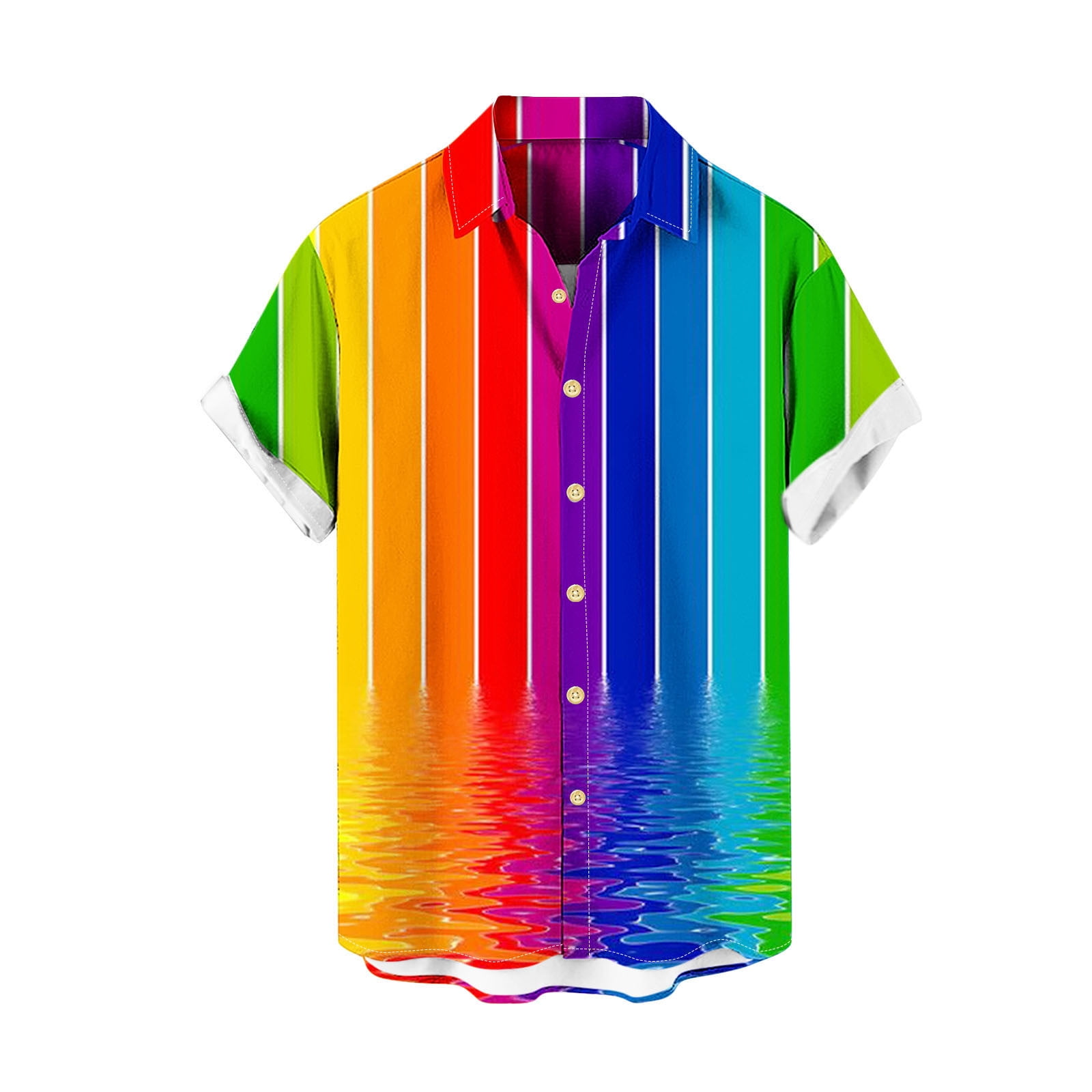 UVEASISHA Mens Hawaiian Shirt,Men's Beach Shirts Gay Pride Rainbow ...