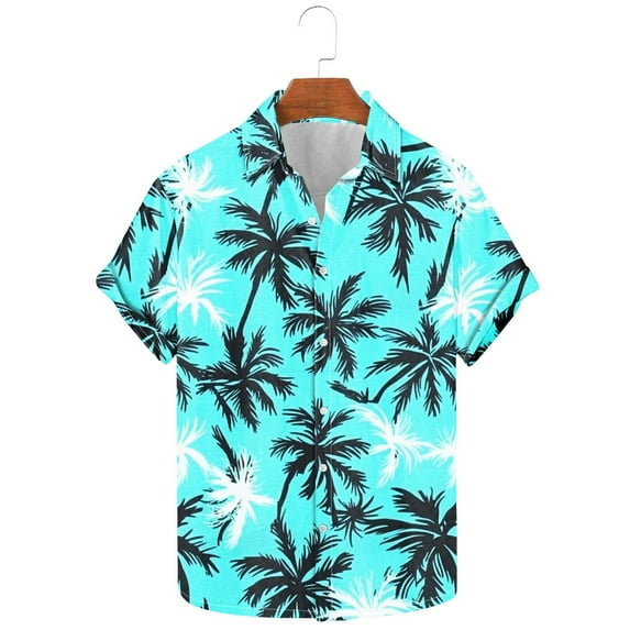 UVEASISHA Mens Hawaiian Shirts Short Sleeve Button Up Beach Shirts Tropical Palm Tree Print Bowling Shirt Loose Fit Casual Holiday Tops Daily Clearance Sale Multicolor#2 XL
