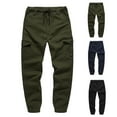 thumbnail image 1 of UVEASISHA Mens Hiking Pants,Military Cargo Pants for Men Drawstring Relaxed Fit Joggers Pants Elastic Waist Outdoor Sports Pants Running Jogging Sweatpants Sales Today,Army Green,L, 1 of 10
