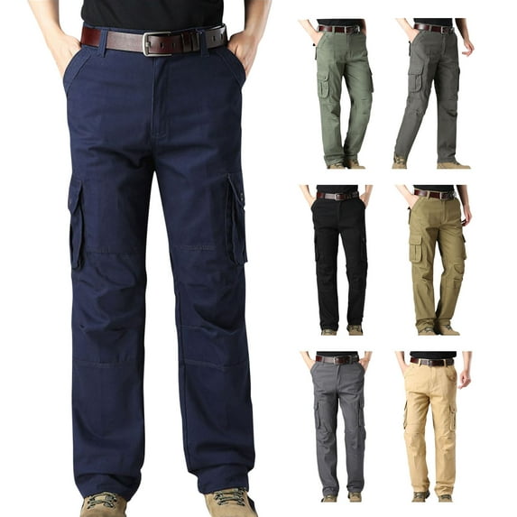 UVEASISHA Mens Hiking Work Pants,Ripstop Cargo Pants for Men Multi-Pockets Straight Leg Tactical Pants Outdoor Lightweight Military Pants Prime Sales Today,Green,2XL