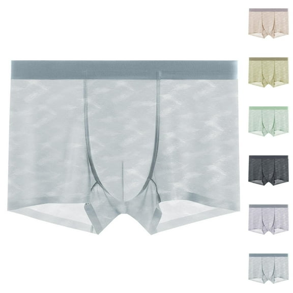 UVEASISHA Mens Ice Silk Boxer Briefs Big and Tall Quick Dry Sporty Underwear Lightweight Breathable Panties Gray 4XL
