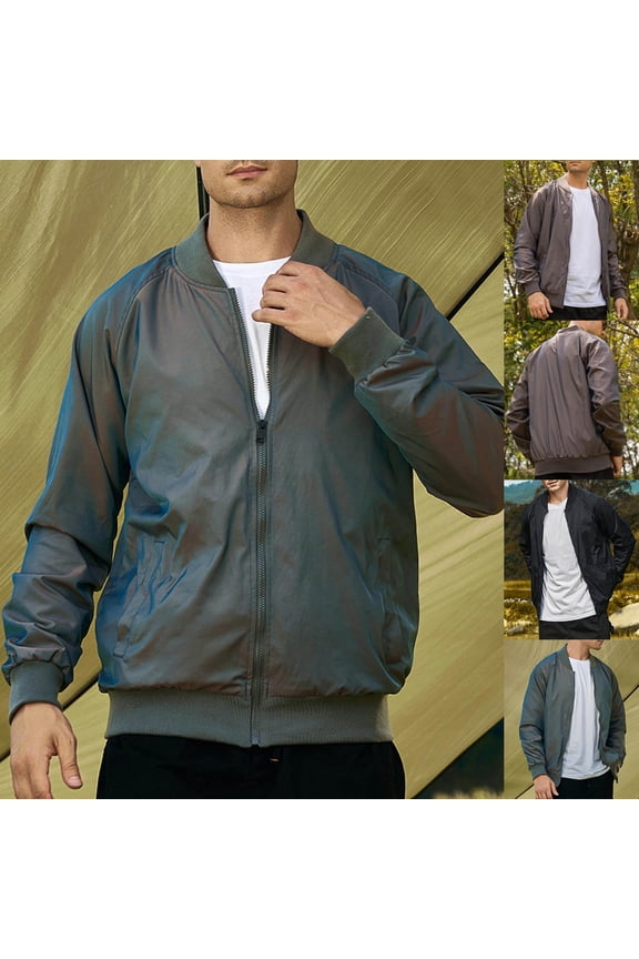 Mens Lightweight Bomber Jackets Big and Tall Waterproof Rain Coats for Men Full Zip Baseball Jacket Outdoor Windbreaker Moto Jackets Dark Gray L