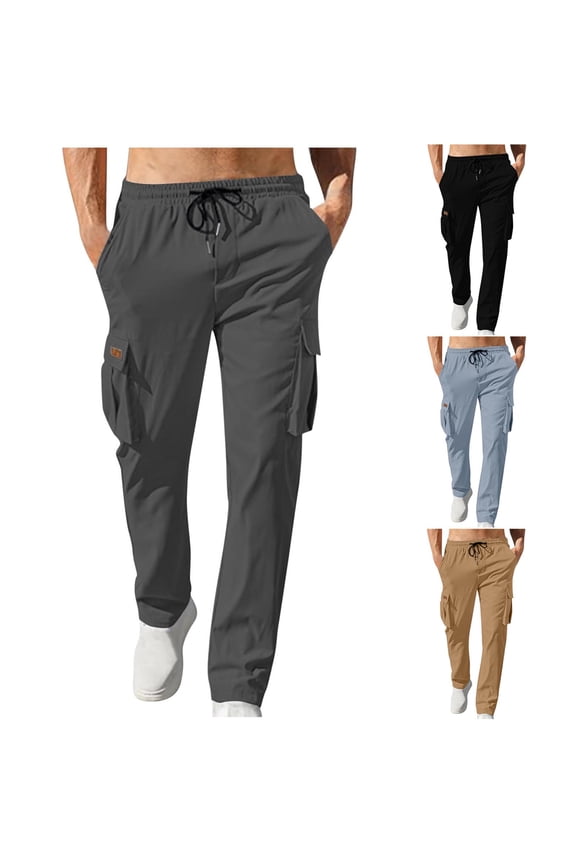 Mens Lightweight Drawstring Cargo Pants Lightweight Hiking Travel Pants Quick Dry Stretch Fishing Pants Casual Outdoor Joggers with Pockets Today Sales