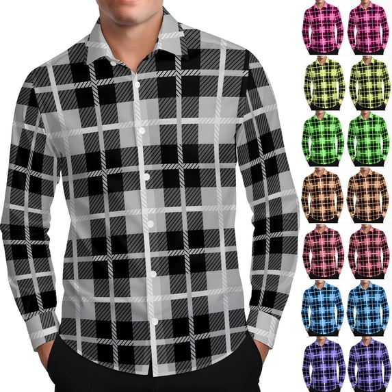 UVEASISHA Mens Lightweight Plaid Shirts Long Sleeve Casual Button Down Shirt Slim Fit Fashion Business Dress Shirts for Office Work Green M