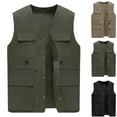 thumbnail image 1 of UVEASISHA Mens Lightweight Vest Outdoor Athletic Travel Work Vest Solid Casual Sleeveless Jacket Fall Trendy Cargo Vest with Multi Pockets Black 200, 1 of 4