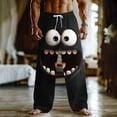 thumbnail image 1 of UVEASISHA Mens Linen Pants Summer Casual Beach Pants Novelty 3D Cartoon Smile Face Print Loose Trousers Casual Pajama Bottoms with Pockets Multicolor 5XL, 1 of 3