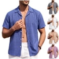 thumbnail image 1 of UVEASISHA Mens Linen Shirts Short Sleeve Casual Button Down Shirt Breathable Summer Beach Shirts Solid Color Regular Fit Collared Shirt Tops White XL, 1 of 10