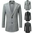 thumbnail image 1 of UVEASISHA Mens Long Blazer Jacket Solid Color Casual Business Trench Coat Single Breasted Regular Fit Office Jackets 2025 Fashion Mid Length Blazers Sales Today,Dark Gray,M, 1 of 4