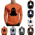 thumbnail image 1 of UVEASISHA Mens Long Sleeve Halloween Shirt Big and Tall Casual Ghost Print Graphic Tees Slim Fit Stretch Workout Shirts Holiday Funny Gifts Dark Gray L, 1 of 6