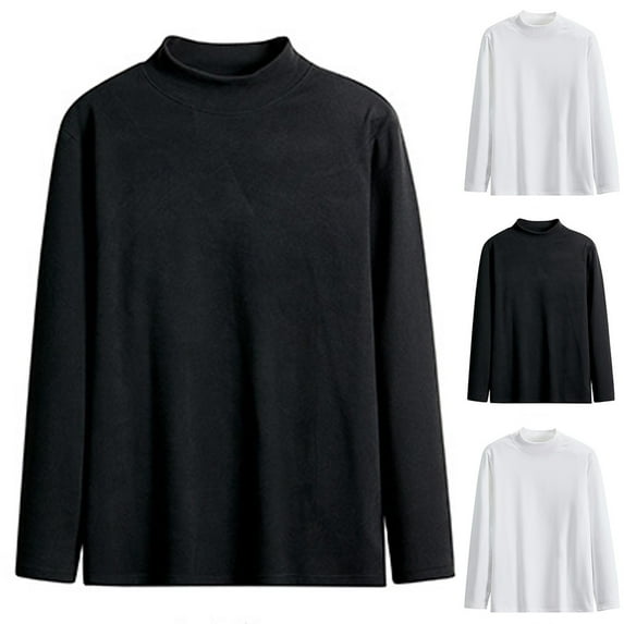 UVEASISHA Mens Long Sleeve Mock Neck T Shirts Fall Fashion Turtleneck Pullover Tops Comfy Casual Thermal Undershirts Black 3XL