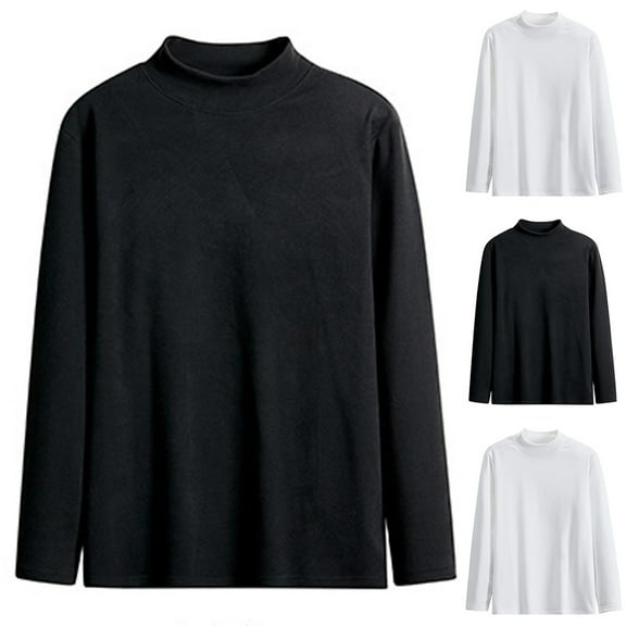 UVEASISHA Mens Long Sleeve Mock Neck T Shirts Fall Fashion Turtleneck Pullover Tops Comfy Casual Thermal Undershirts White 4XL