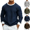 thumbnail image 1 of UVEASISHA Mens Long Sleeve Shirt Contrast Collar Casual Pullover Tees Solid Color Regular Fit Base Layer T-Shirt Fall Fashion Streetwear Tops Coffee S, 1 of 8