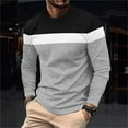 thumbnail image 1 of UVEASISHA Mens Long Sleeve Tshirt Color Block Striped T Shirt Lightweight Fall Casual Joggers Pullover Top Gray S, 1 of 6