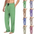 thumbnail image 1 of UVEASISHA Mens Lounge Sleep Pants with Pockets Loose Fit Casual Plaid Pajama Bottoms Elastic Waist Drawstring Straight Leg Trousers Cozy Pj Pants Brown L, 1 of 7