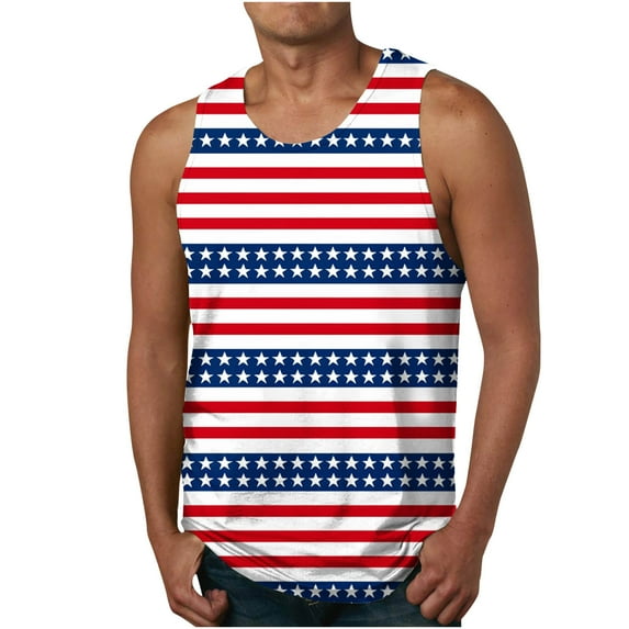 UVEASISHA Mens Patriotic Tank Tops Summer,Men's Tank Tops 4th of July Quick Dry Workout Tee Shirt Striped Sleeveless Shirts for Bodybuilding Gym Fitness Training Muscle Multicolor