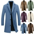 thumbnail image 1 of UVEASISHA Mens Peacoat Big and Tall Casual Single Breasted Trench Coats Winter Wool Blend Warm Overcoat Slim Fit Fashion Long Pea Coat with Pockets Blue XXL, 1 of 8