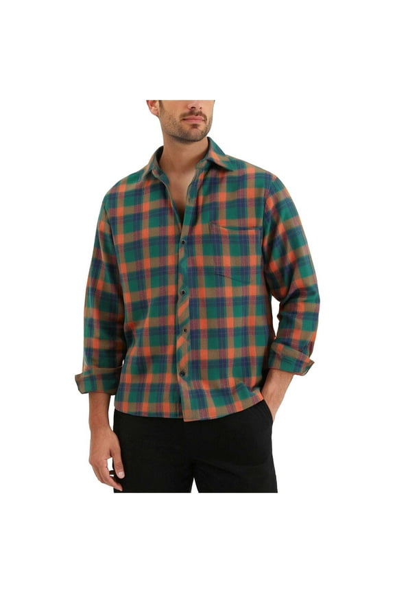 Mens Plaid Shirts Long Sleeve Big and Tall Flannel Shirt Business Casual Button Down Shirts Lightweight Shacket Jacket Army Green 3XL