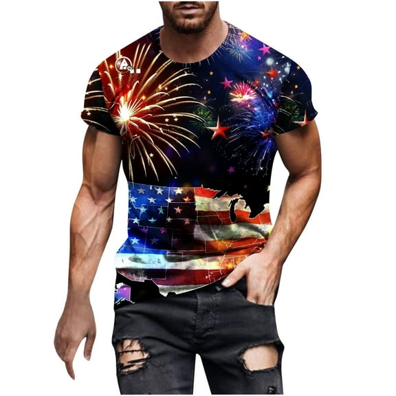 UVEASISHA Mens Plus Size 4th of July Shirts,Big and Tall American Flag Shirts for Men Independence Day 2025 Patriotic Short Sleeve T-Shirt Crew Neck Summer Gym Workout Muscle Tops
