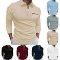 thumbnail image 1 of UVEASISHA Mens Polo Shirts Quarter Zip Shirts Casual Classic Lightweight Long Sleeve Golf Collared Shirt Stylish Fall Pullover Tops with Zipper Pocket Black L, 1 of 6