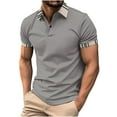 thumbnail image 1 of UVEASISHA Mens Quarter Zip Golf Shirts,Men's Short Sleeve Zipper Polo Shirt,1/4 Zip Shirts for Men Solid Color Pullover Lapel Collar Golf Shirt,Gray L, 1 of 5