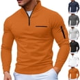 thumbnail image 1 of UVEASISHA Mens Quarter Zip Polos Zipper Long Sleeve Stand Collar Tshirts Plaid Casual Business T Shirts Solid Color Slim Fit Pullover Tops Black M, 1 of 9
