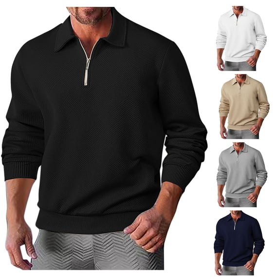 UVEASISHA Mens Quarter Zip Pullover Regular Fit Lightweight Knit Sweatshirts Fall Long Sleeve Lapel Sweater Tops Soft Casual Knitted Sweaters Fall Savings Gray S