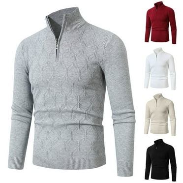 UVEASISHA Mens Quarter Zip Pullover Sweater 2025 Fashion Stand Collar Knitted Sweaters Comfy Soft Long Sleeve Knit Tops Fall Winter Warm Jumpers Today's Sales Today Black M