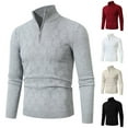 thumbnail image 1 of UVEASISHA Mens Quarter Zip Pullover Sweater 2025 Fashion Stand Collar Knitted Sweaters Comfy Soft Long Sleeve Knit Tops Fall Winter Warm Jumpers Sales Today Gray L, 1 of 9