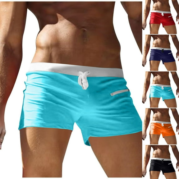 UVEASISHA Mens Quick Dry Swim Brief Summer Casual Sport Swim Trunks Bathing Suit Soft Stretchy Low Rise Swimwear Board Shorts with Drawstring Red S